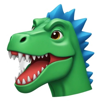a green trex with blue spikes and red edges
 sticker