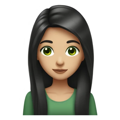 girl with dark brown long hair and green eyes sticker