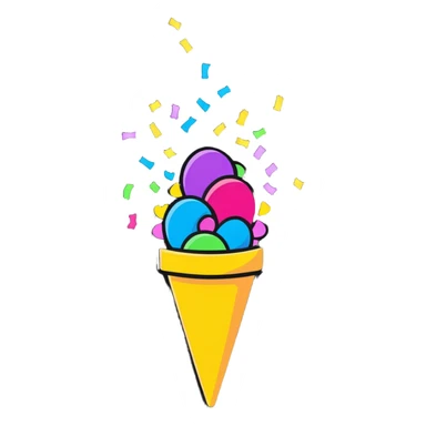 festive confetti cone popper with colorful confetti explosion sticker