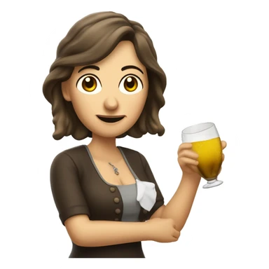 Hell Brünette langhaarige Frau mit Weißwein in der Hand  sticker