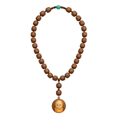 monk necklace object icon, wooden prayer beads with simple pendant, spiritual minimal design, natural wood texture, subtle sacred aura, 3D cartoon style, mobile game icon style, centered, clean background, no text, no watermark
 sticker