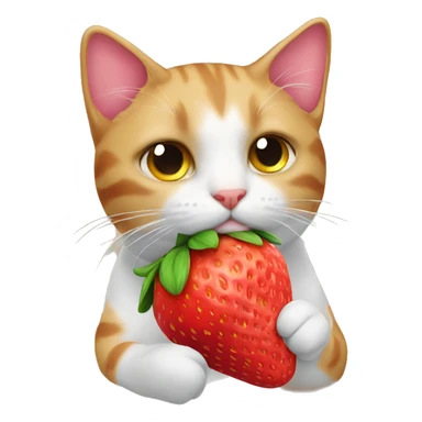 Cat with strawberry sticker