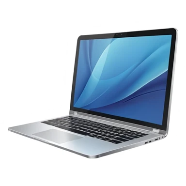 3D minimal icon of a premium silver or whity laptop with a clear #FF3D00 accent, clean, modern, high-end tech style. sticker