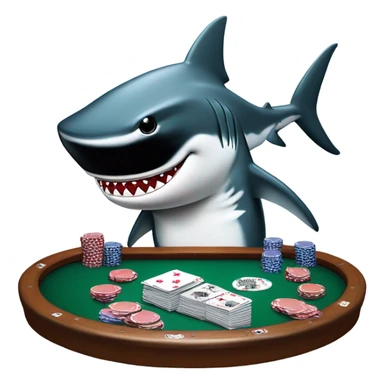 Shark playing poker sticker