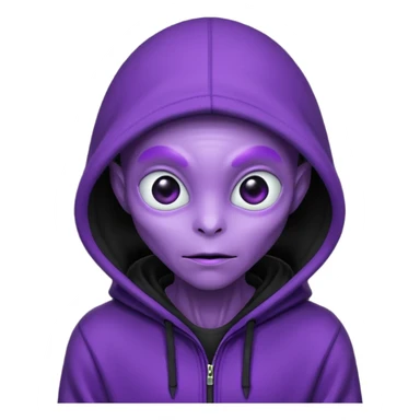 bright purple allien with black hoodie sticker