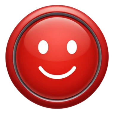 red button, front view, with a slight shadow sticker