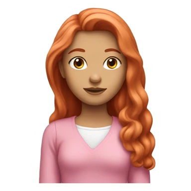 A red-haired girl with long hair in pink clothes sticker