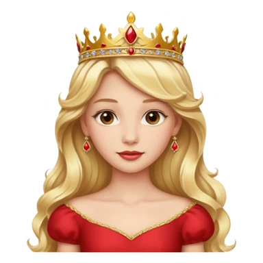 Princess in red Dress with gold Tiara, long wavy Blonde Hair sticker