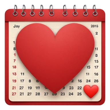 calendar page with a heart symbol sticker