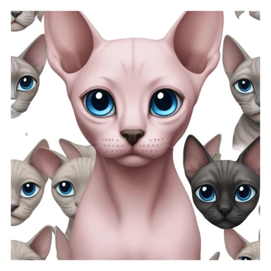 Pink with grey sphinx cat blue eyes and black nose  sticker