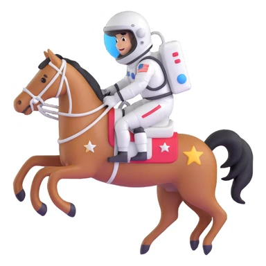 astronaut on horseback with stars in background sticker