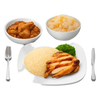 Plate, rice, grilled chicken  sticker