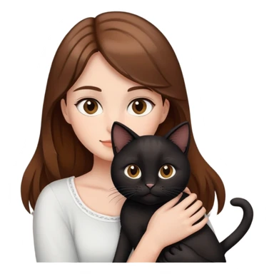 A girl A brown-haired, fair-skinned, brown-eyed girl holds a black cat.  sticker