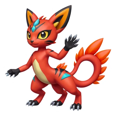 Colorful Meloetta-Litten-Guilmon-Pokémon-Fakémon-fusion-hybrid-creature sticker