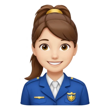 Young Female: ponytail brown haiir, wearing uniform, white skin sticker