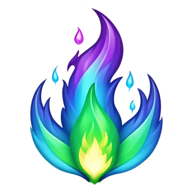Shiny epic green blue and purple flame sticker