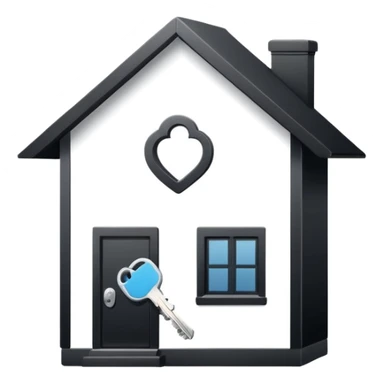 Minimalistic flat vector icon, iOS style, thin black contour on white background. House with a key symbol. Clean, no text, no shadows.
 sticker