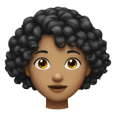 girl with curly black colored hair and bangs sticker