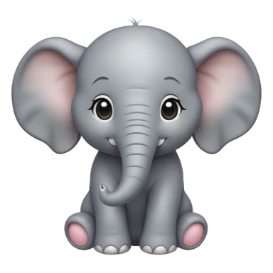 Cinematic Cute Baby Elephant Portrait Emoji, Head tilted playfully and inquisitively, featuring a velvety gray hide with oversized floppy ears and round, sparkling eyes filled with wonder, Simplified yet irresistibly adorable features, highly detailed, glowing with a warm, friendly glow, high shine, affectionate and spirited, stylized with a touch of playful charm, bright and endearing, soft glowing outline, capturing the essence of a mischievous yet loving baby elephant, so playful it feels like it could trundle out of the screen into your arms! sticker