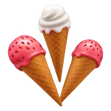 Two strawberry ice cream scoops in a cone sticker