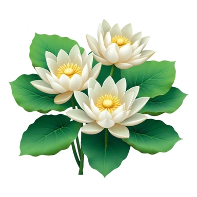 bouquet white Nymphaea lotus,stem, lotus leaf sticker