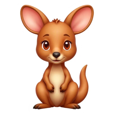 Cinematic Cute Kangaroo Portrait Emoji, Head tilted playfully and inquisitively, featuring a glossy red-orange fur with soft, rounded ears and round, sparkling amber eyes full of curious mischief, Simplified yet irresistibly adorable features, highly detailed, glowing with a warm, friendly glow, high shine, affectionate and bouncy, stylized with a touch of outback whimsy, bright and endearing, soft glowing outline, capturing the essence of a mischievous yet loving kangaroo, so playful it feels like it could hop out of the screen and into your arms! sticker