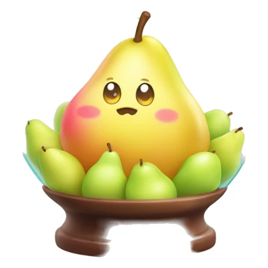Kawaii colorful baby pear in a candy globe sticker