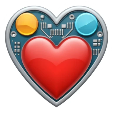 computer chip themed heart sticker