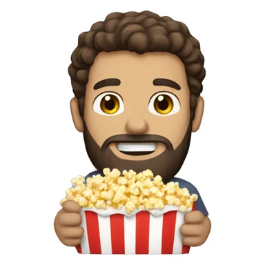 Brown haired man with a beard eating popcorn sticker