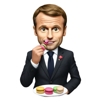 emmanuel macron eating macaron sticker