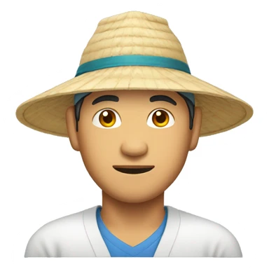 Asian man wearing Vietnamese hat sticker