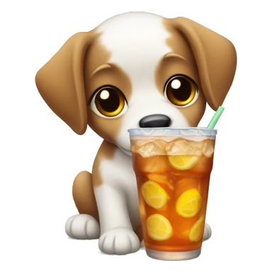 Puppy with an iced tea  sticker