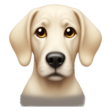 A lab dog with floppy ears and black on his ears and snout sticker