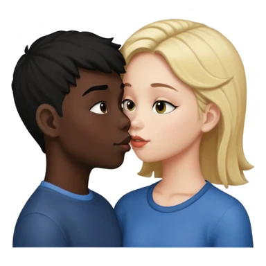 With boy kisses black girl sticker