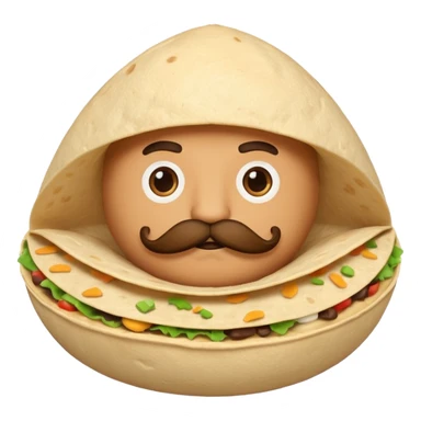 a fresh "Flting" flour tortilla football with a mustache sticker