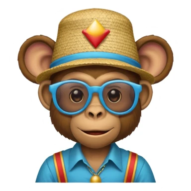 a sunglasses monkey with circus hat and shirt sticker