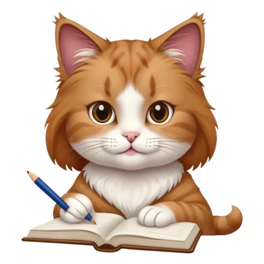 Female Cat doing homework sticker
