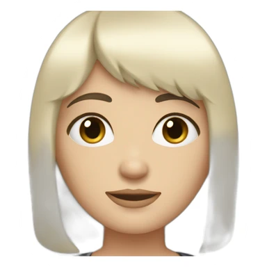 medium straight black haired white women with bangs and chubby cheeks sticker