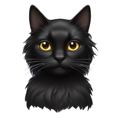 black cat long haired with muzzle half white sticker