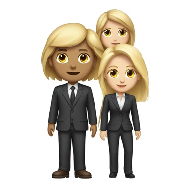 Digital team emoiji consisting of 2 women and 3 men. One blonde woman, one blond man, rest brown hair. All business suit. sticker