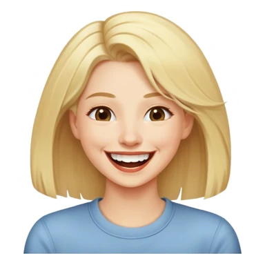 Woman with long blonde hair at the center laughing with a big group of friends with short hair sticker