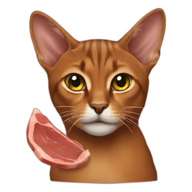 Abyssinian cat eating meat sticker