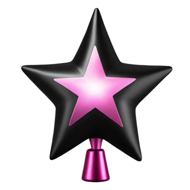 Realistic isolated black and pink metallic star christmas tree topper. sticker