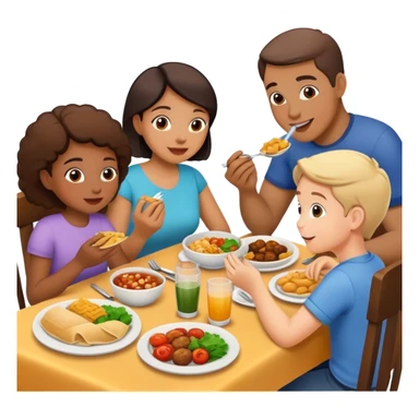 Family eating at restaurant sticker