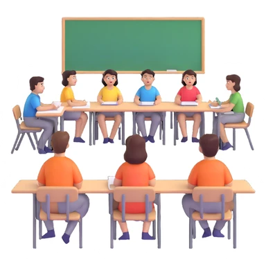 five people sitting in classroom during education session sticker