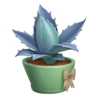 Agave plant with periwinkle bow around the pot sticker