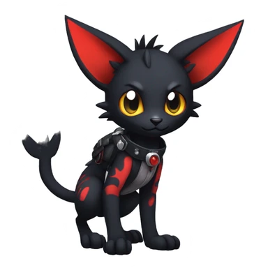 Black Anthro Cool Punk Noibat-Litten-Fakemon-fursona with fangs and red markings Full Body sticker