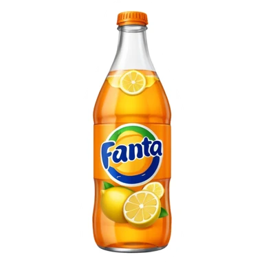 Una botella de cristal con el logo de Fanta con Fanta de limón dentro de color amarillo AMARILLA sticker