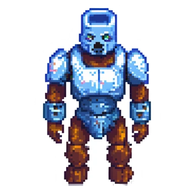 Minecraft iron golem spawner block, pixel art style, simple and recognizable, 8-bit look sticker