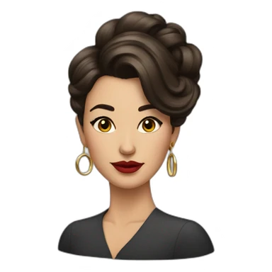 Brunette woman with hair up, painted lips, secretary, and large hoop earrings sticker
